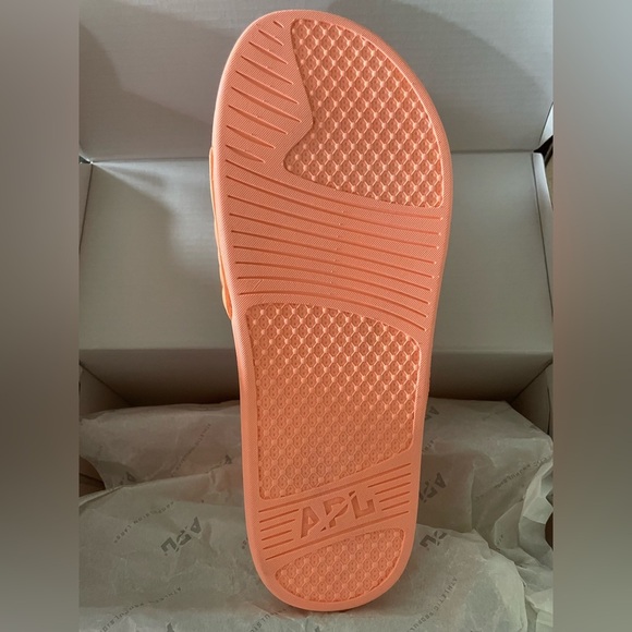 APL‎ LUSSO SLIDES, leather, Neon Peach, Men’s 8, Quilted Orange Sandals - Picture 4 of 5